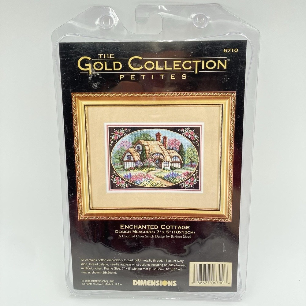 Vtg Dimensions Gold Collection Petites ENCHANTED COTTAGE Cross Stitch Kit #6710